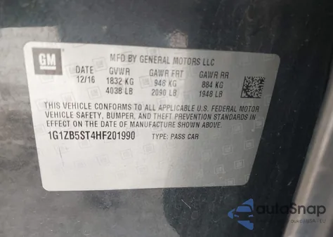 2017 Chevrolet Malibu Ls из США, поврежденный, VIN 1G1ZB5ST4HF201990